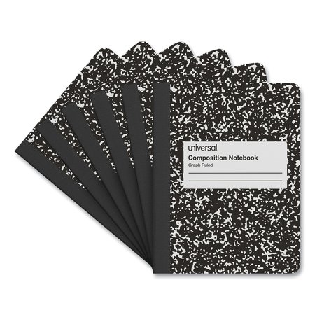 UNIVERSAL Comp Book, 4 sq/in Quadrille, Black Marble, 9.75 x 7.5, 100 Sheet, PK6 UNV20957